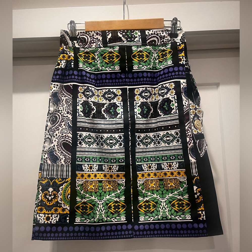 Handmade Upcycled Multicolor Mosaic Paisley Patterned Women's Pencil Skirt OS - Picture 15 of 17